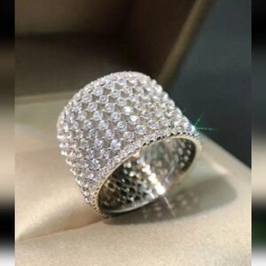 #80 Elegant Luxury Wide Copper Ring with Sparkling Zirconias